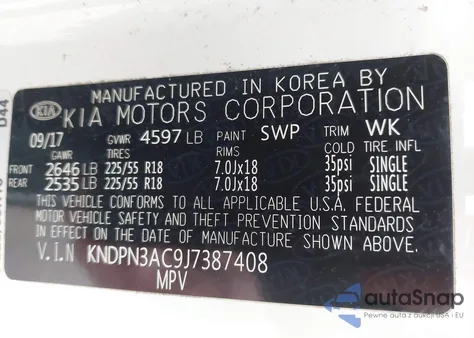 2018 Kia Sportage Ex from USA, damaged, VIN KNDPN3AC9J7387408